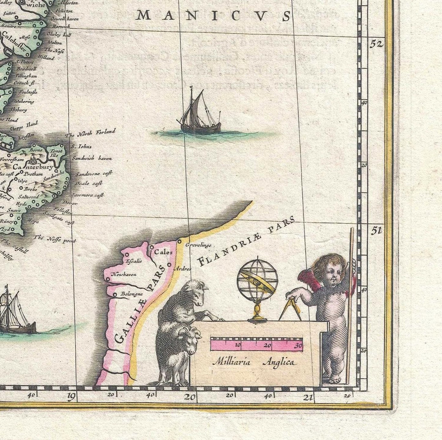 detail of the map from the bottom right corner