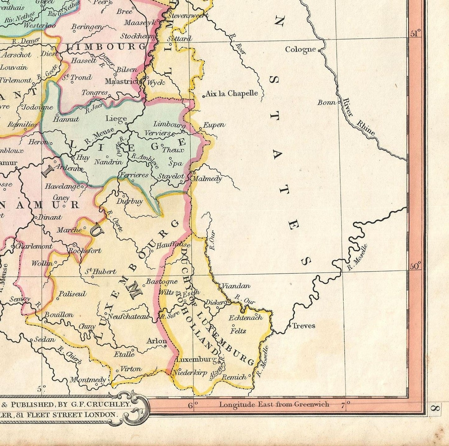 detail of the map from the bottom right corner