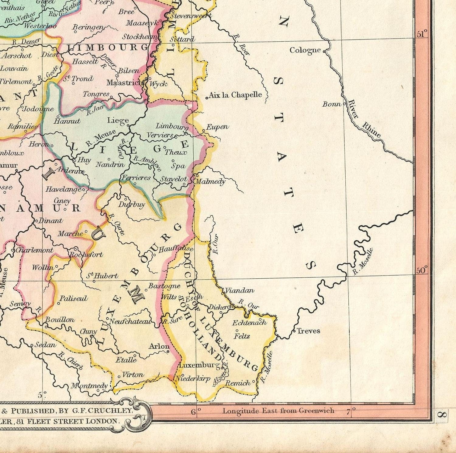 detail of the map from the bottom right corner