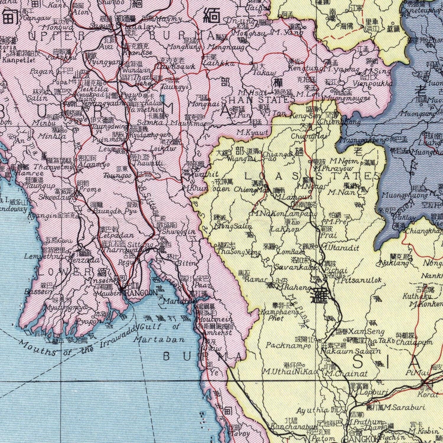 detail of the map from the centre left