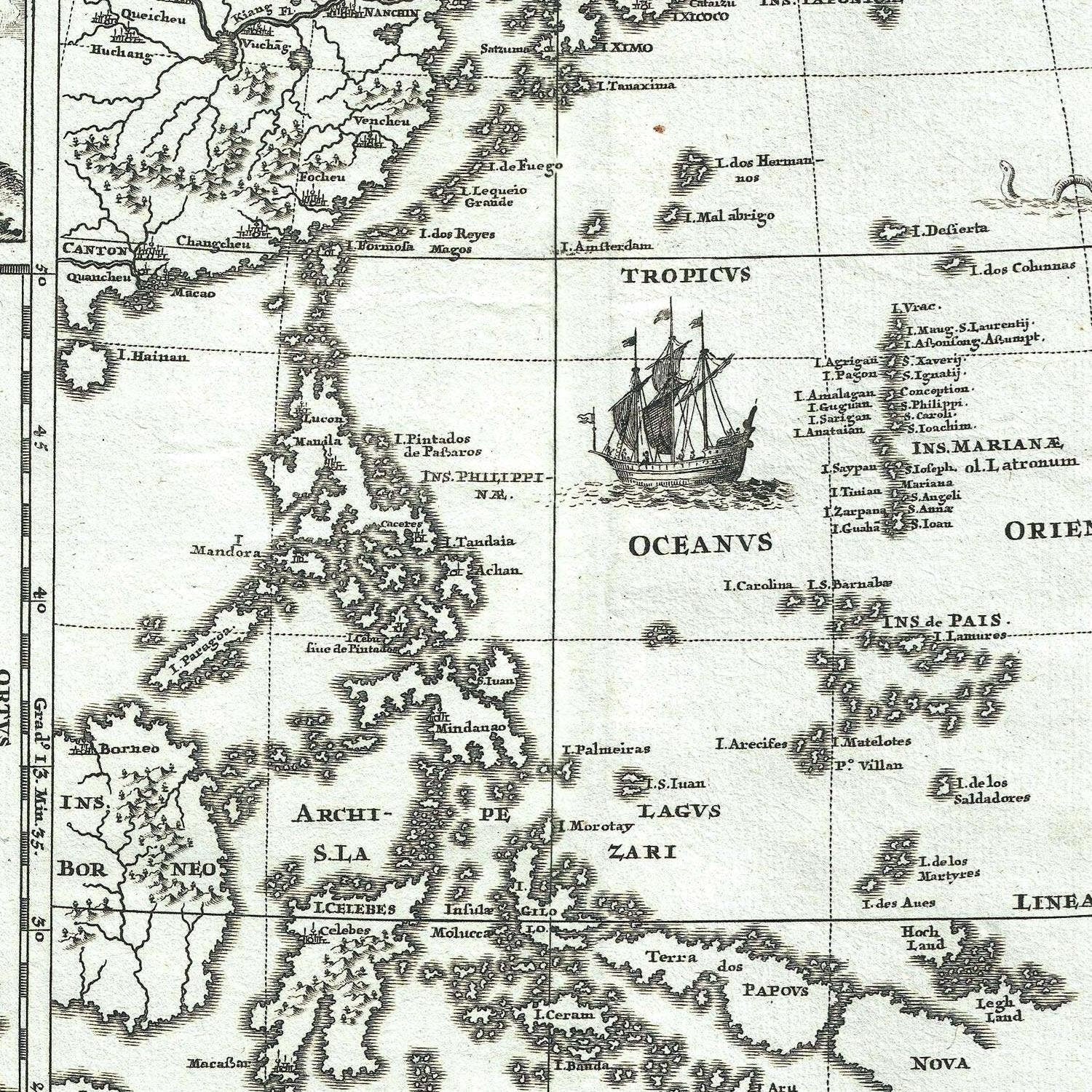 detail of the map from the centre 