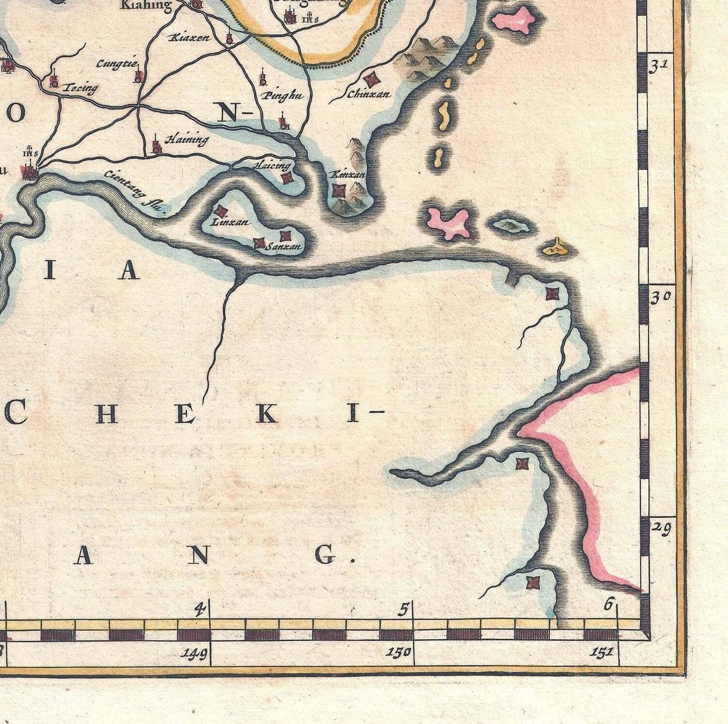 detail of the map from the bottom right corner