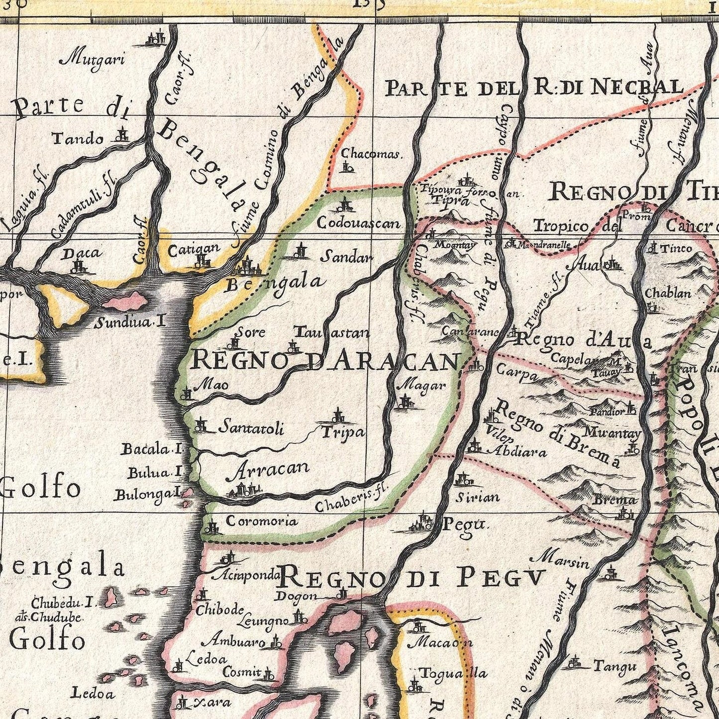 detail of the map from the centre left