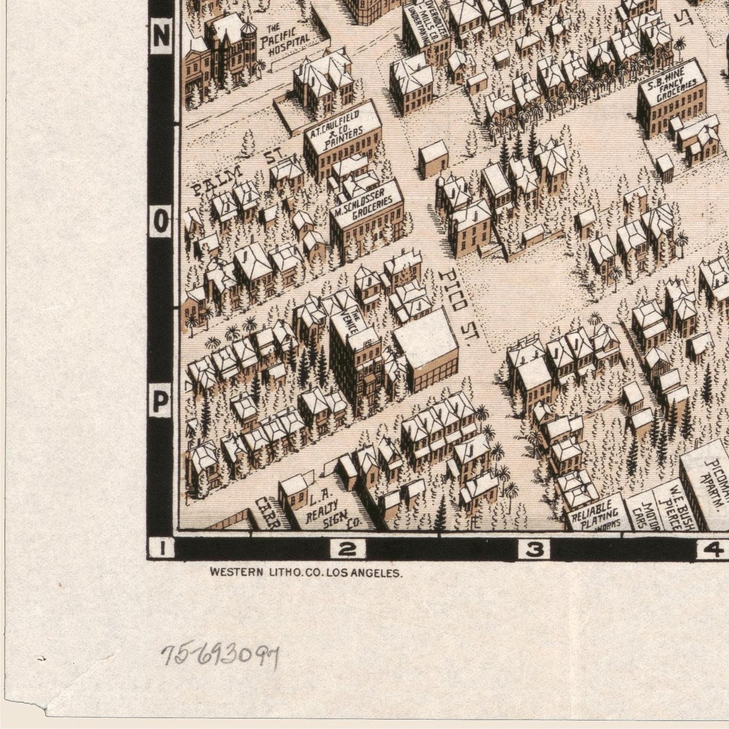 detail of the map from the bottom left corner