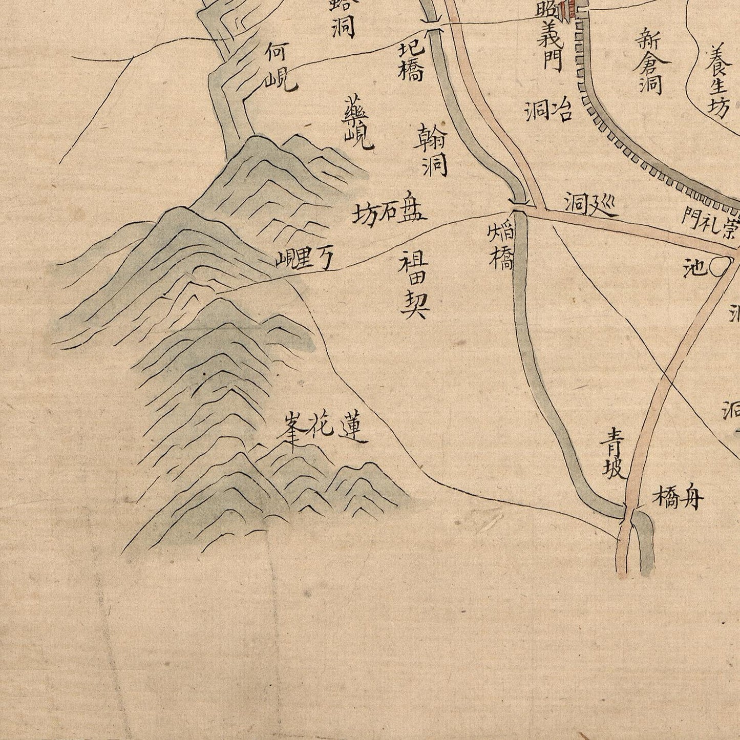 detail of the map from the bottom left corner