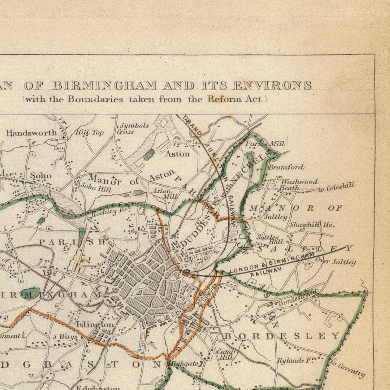 detail of the map from the top right corner