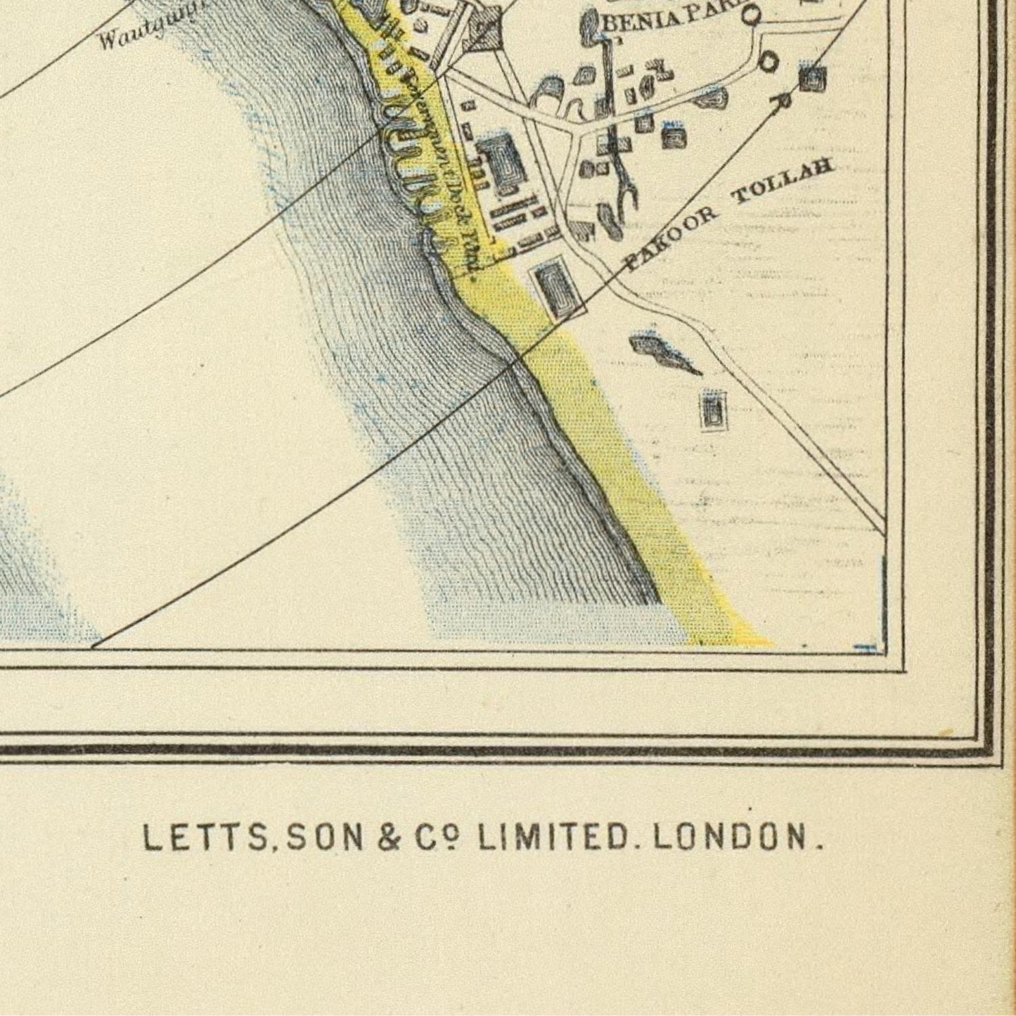 Antique map of Calcutta, 1883