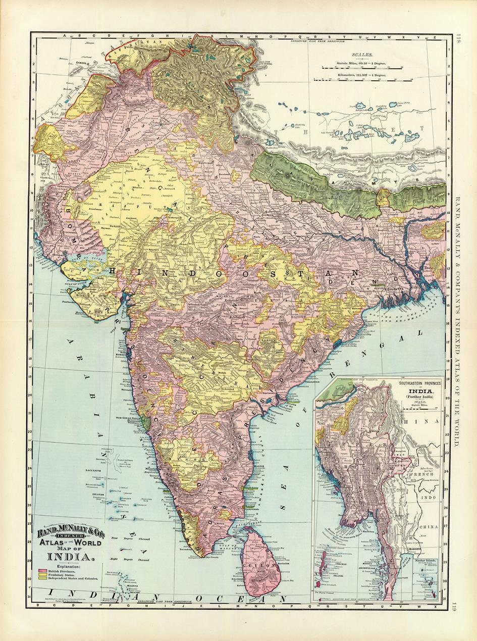 presentation of the map reproduction without a frame