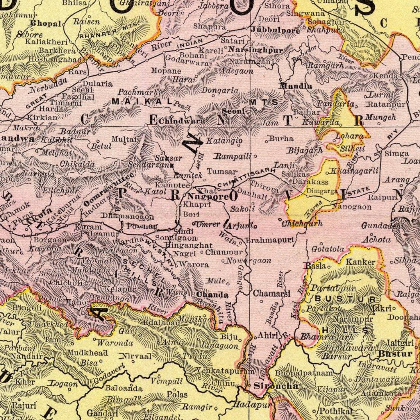 detail of the map from the centre 