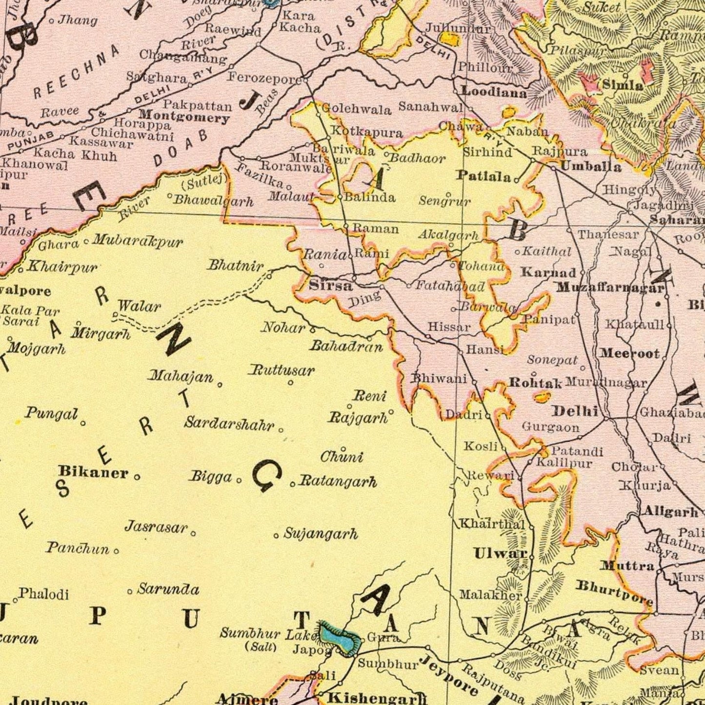 detail of the map from the centre left