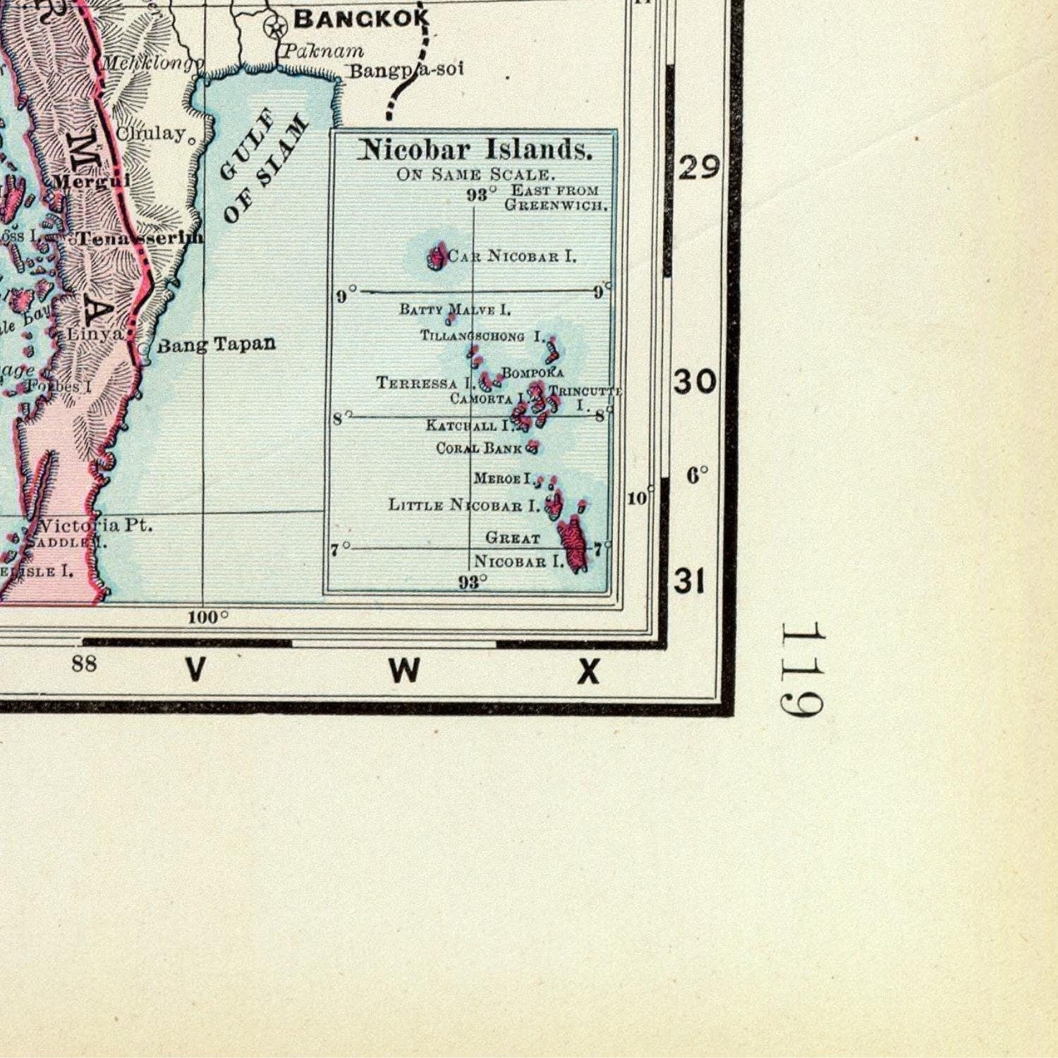 detail of the map from the bottom right corner