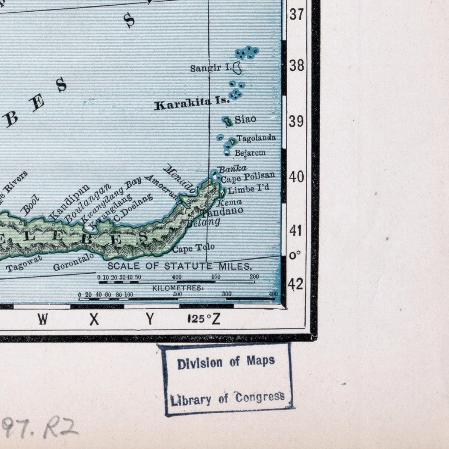 detail of the map from the bottom right corner