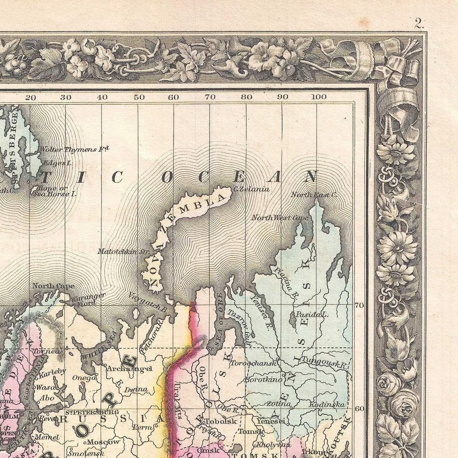 detail of the map from the top right corner