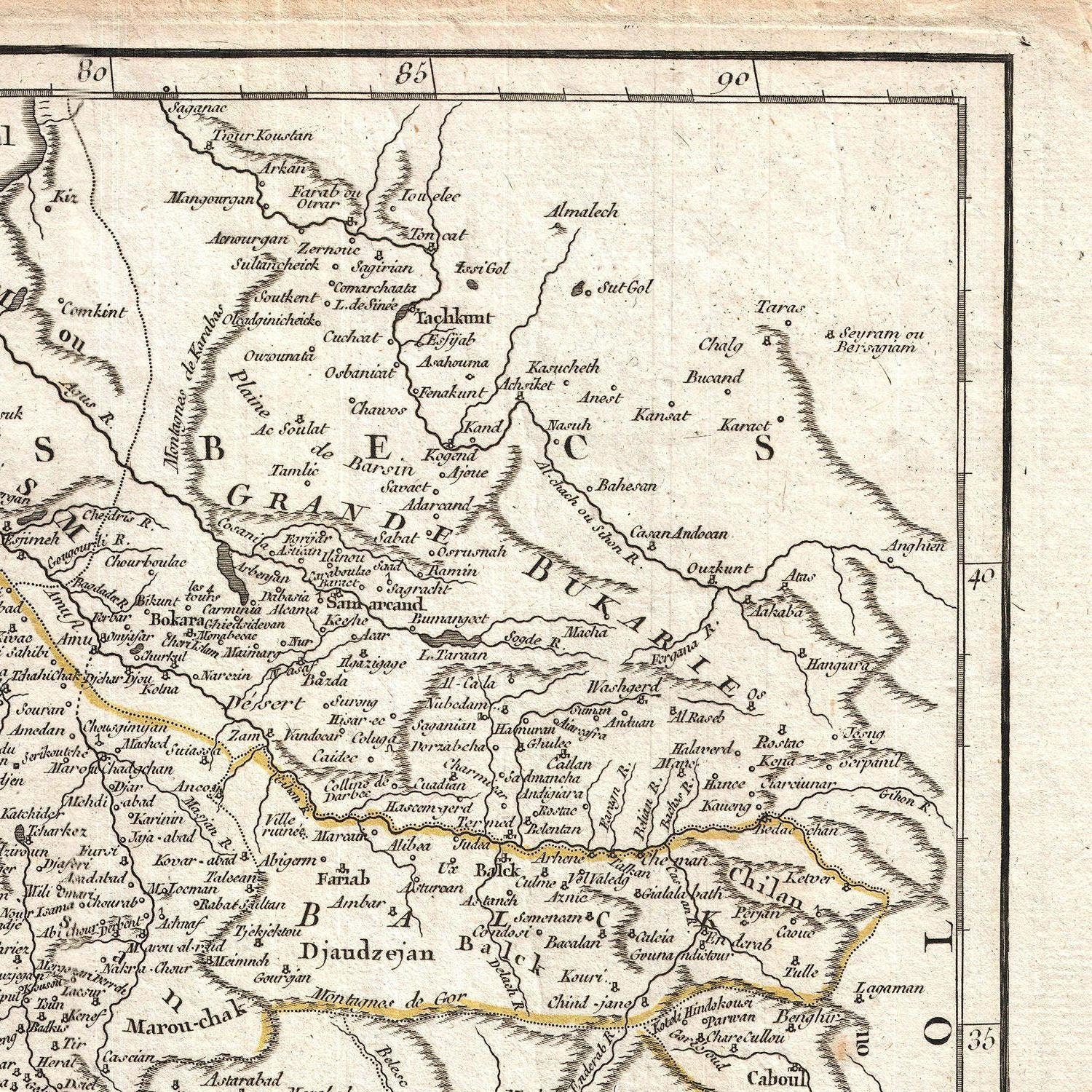 detail of the map from the top right corner