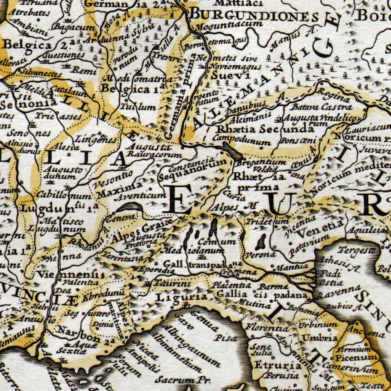 detail of the map from the centre left