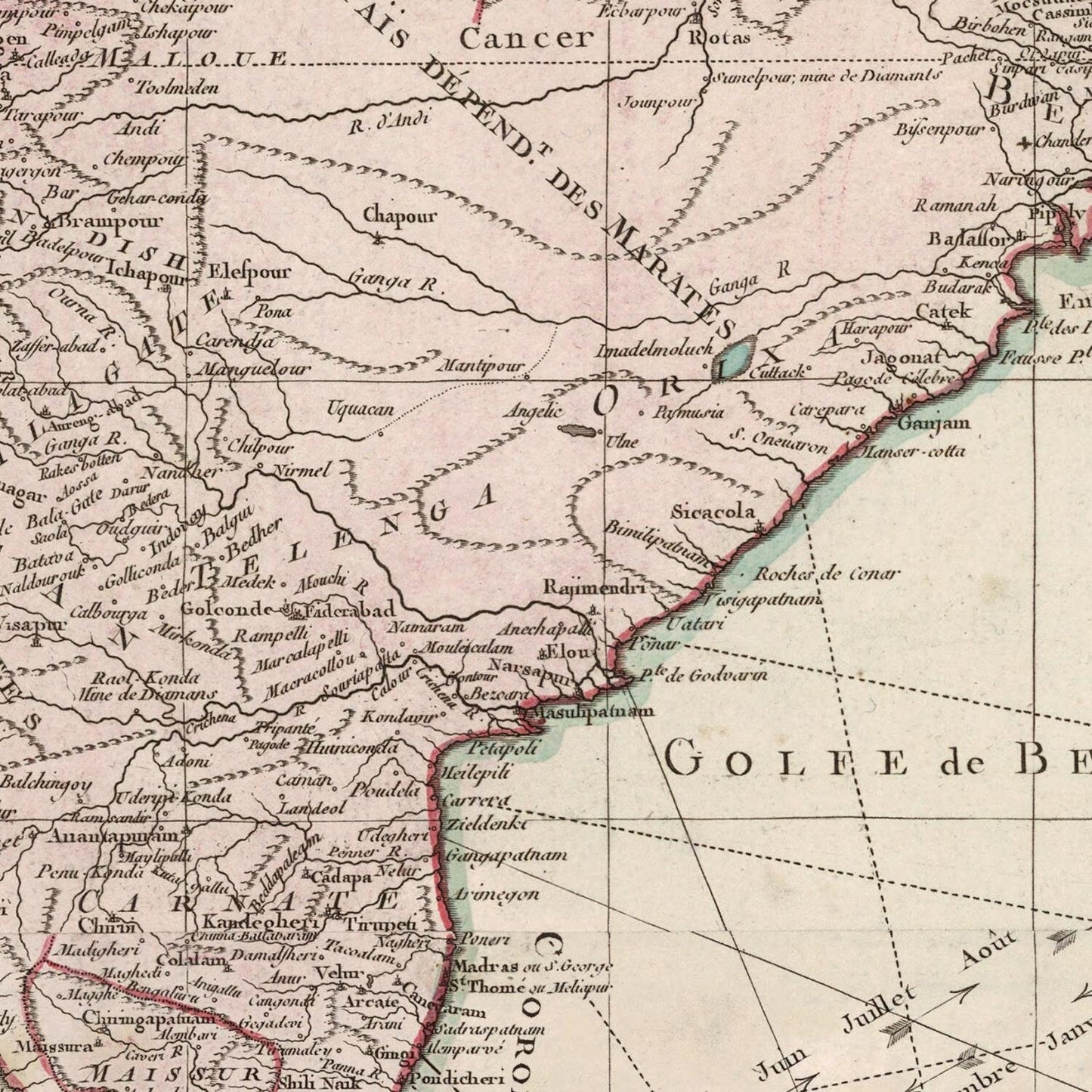 detail of the map from the centre left