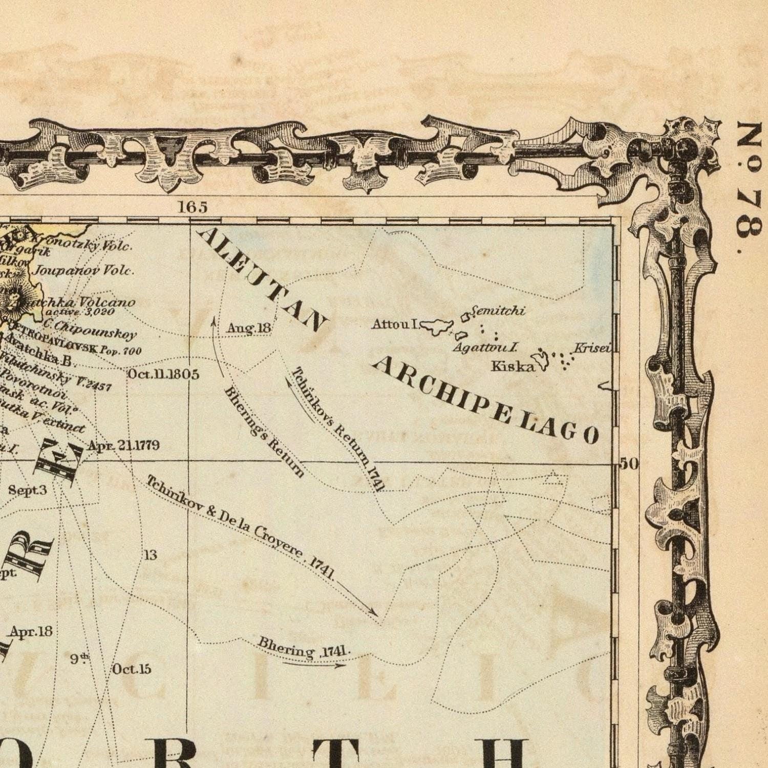 detail of the map from the top right corner