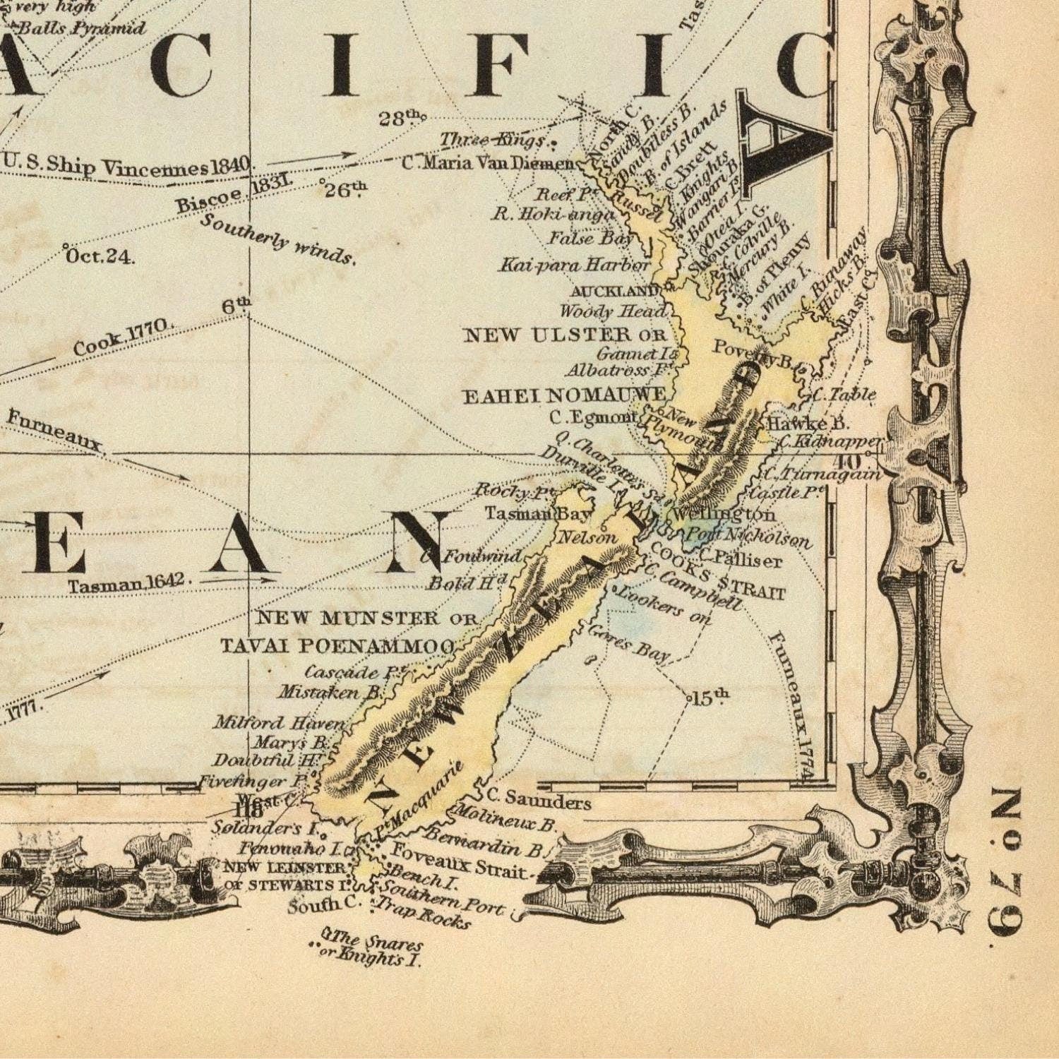 detail of the map from the bottom right corner