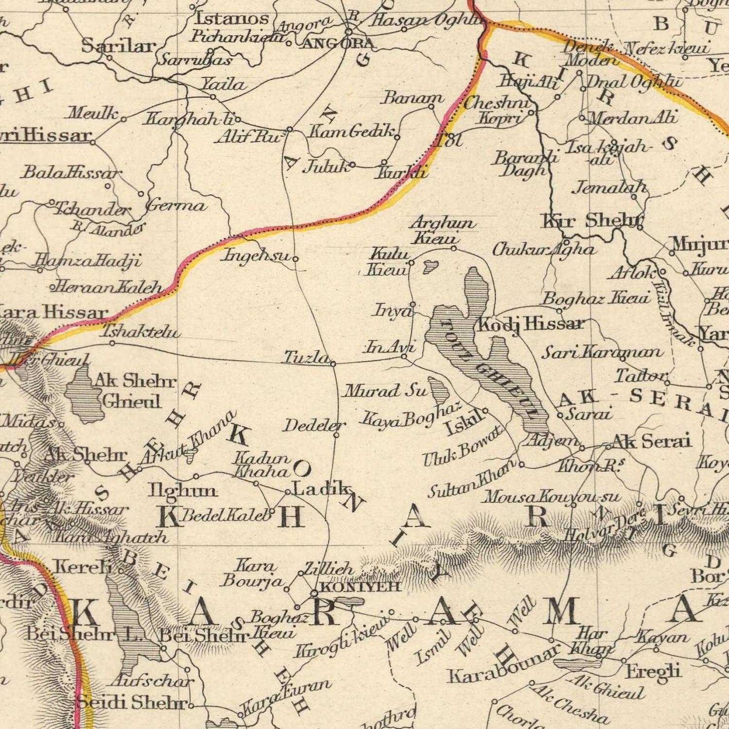 detail of the map from the centre 