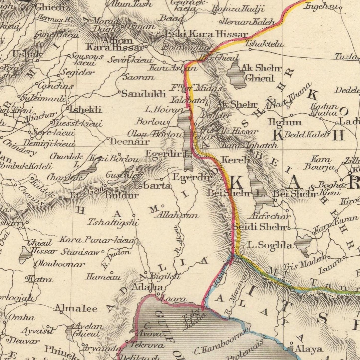 detail of the map from the centre left