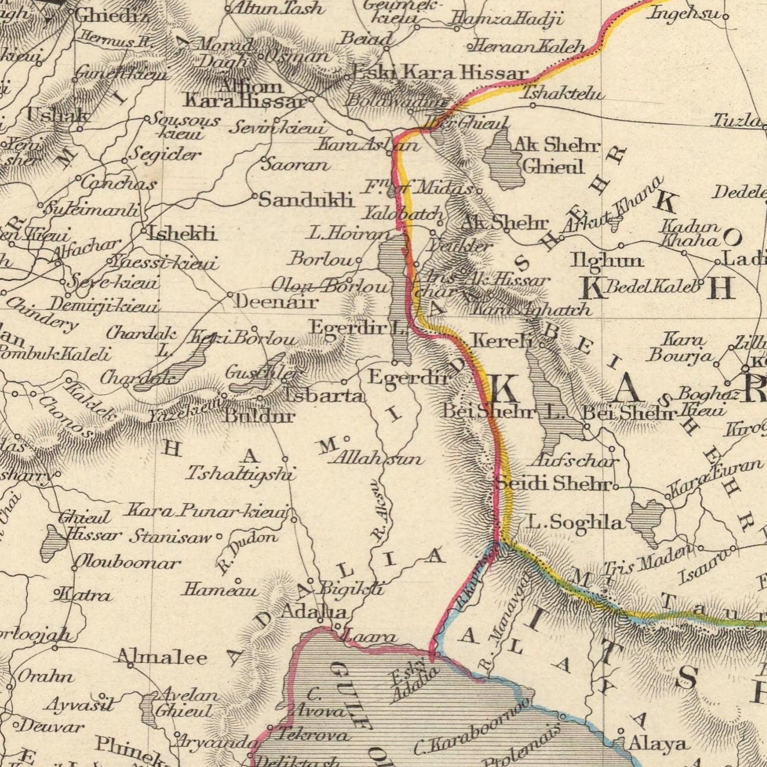 detail of the map from the centre left