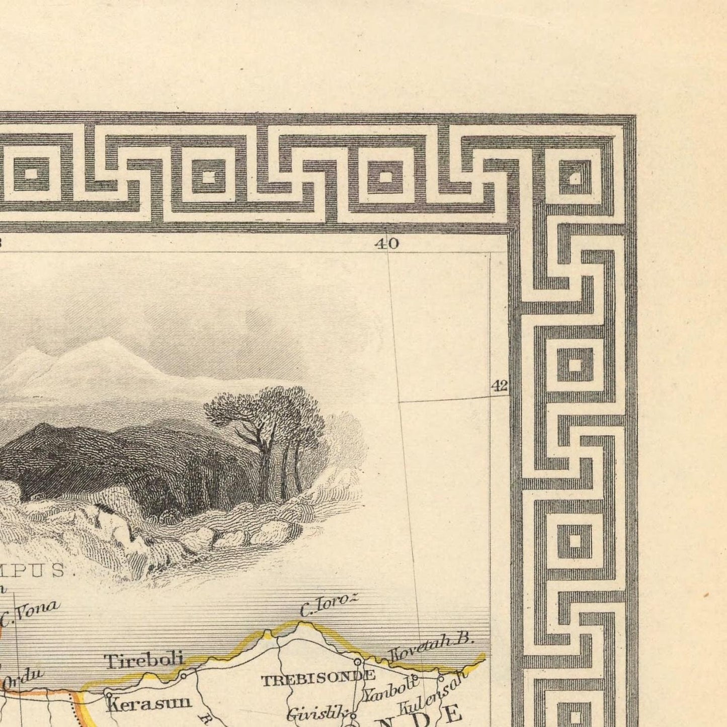 detail of the map from the top right corner