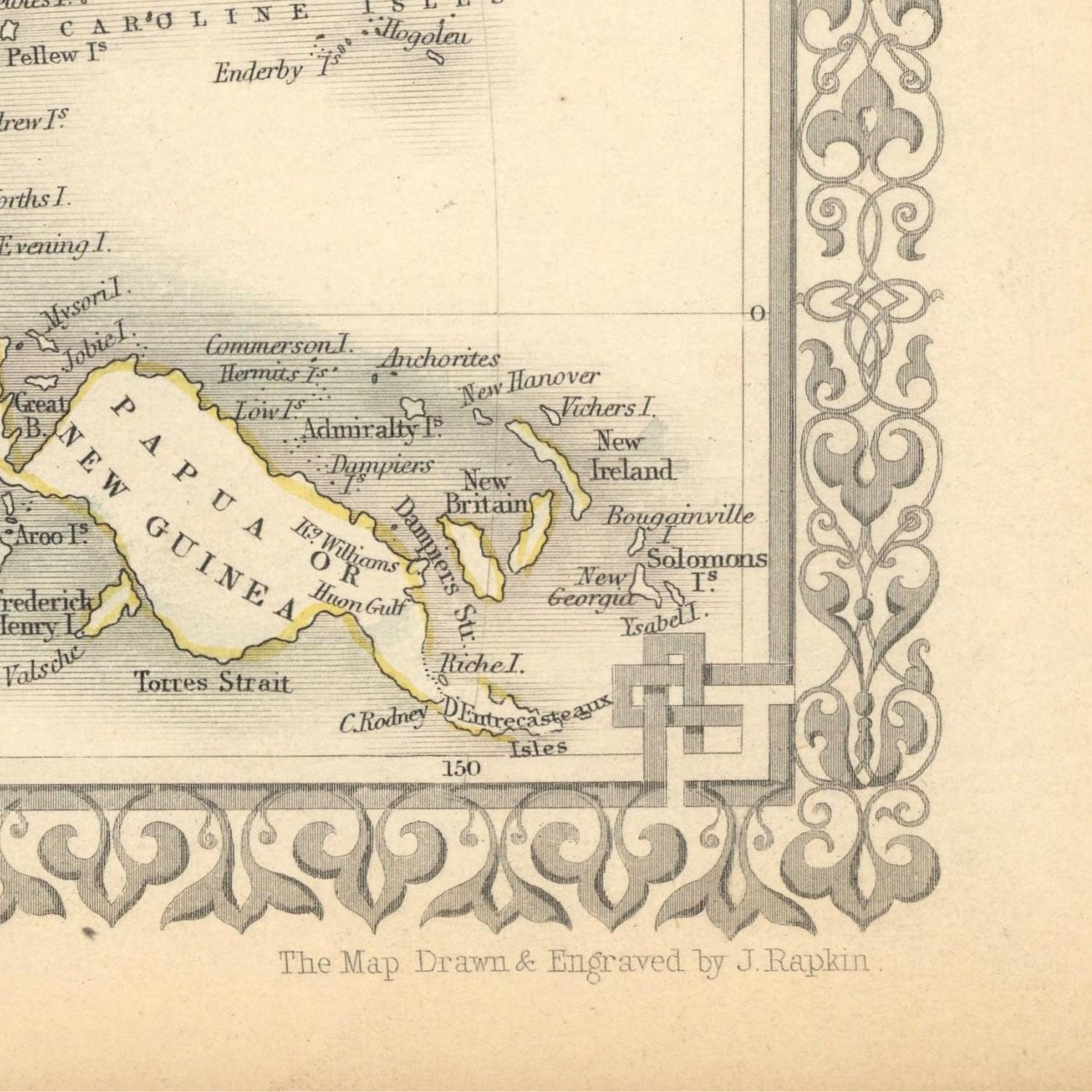 detail of the map from the bottom right corner