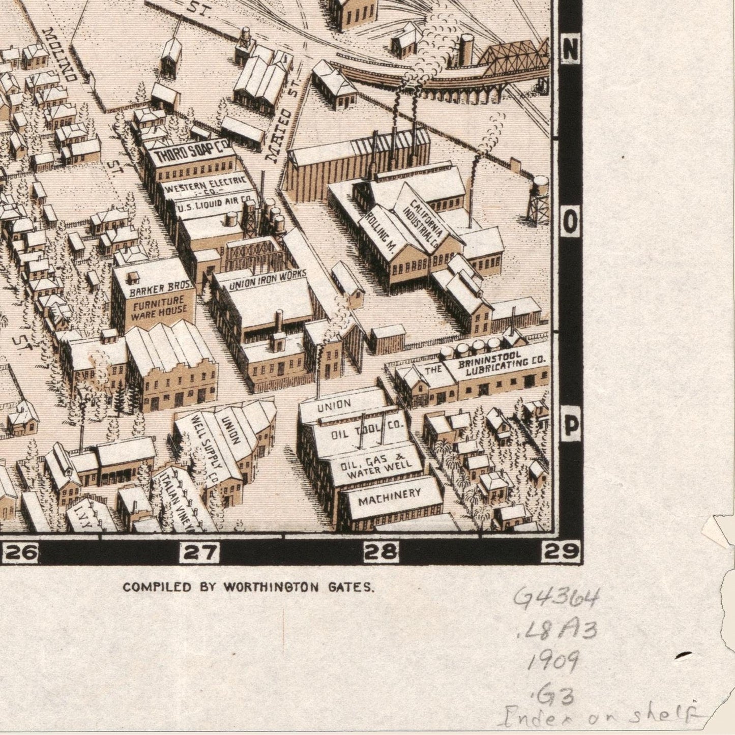 detail of the map from the bottom right corner