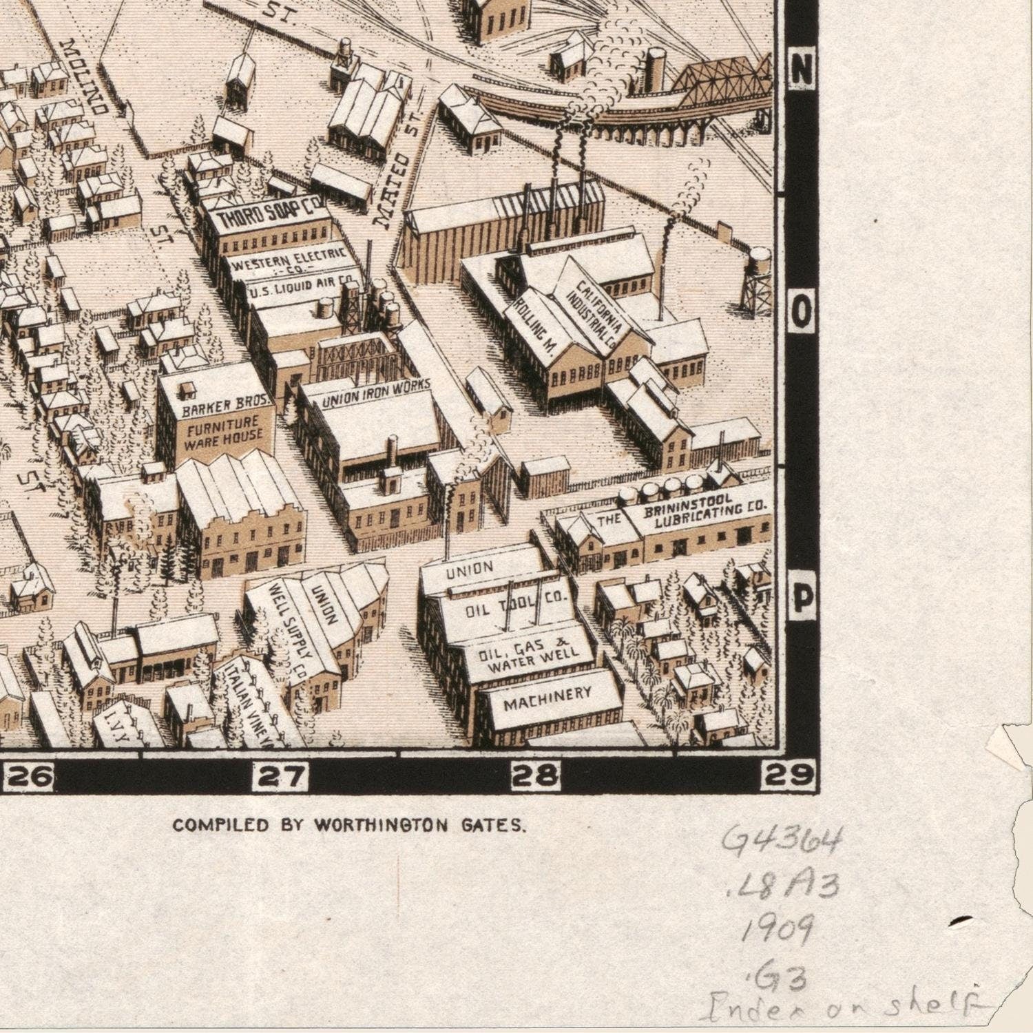 detail of the map from the bottom right corner