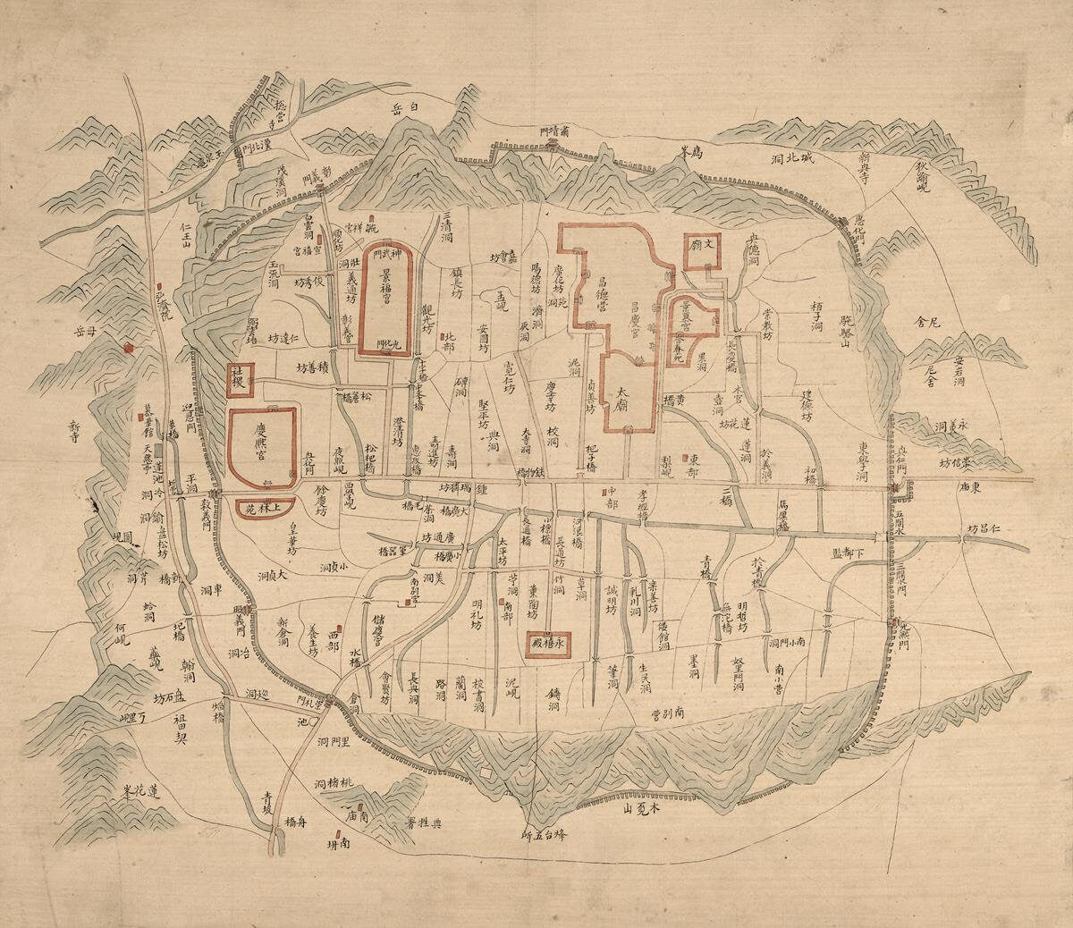 presentation of the map reproduction without a frame