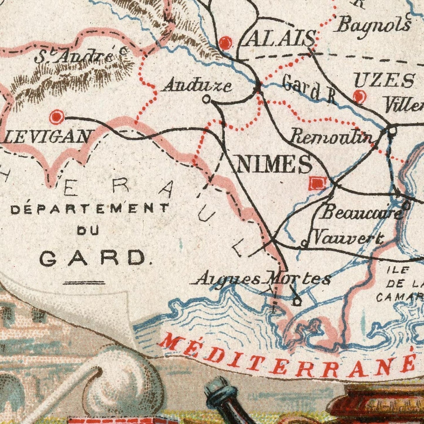 detail of the map from the centre 