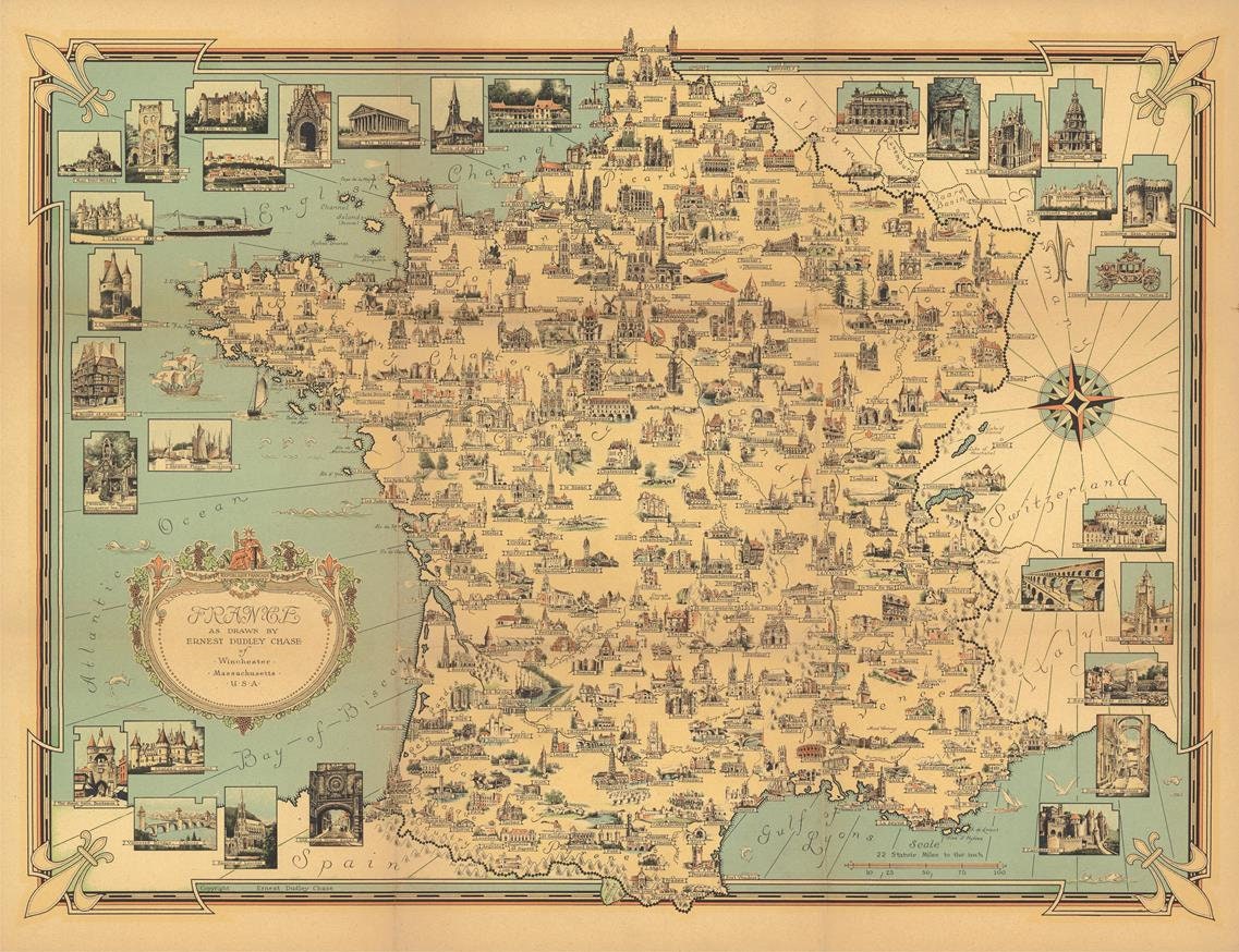 presentation of the map reproduction without a frame