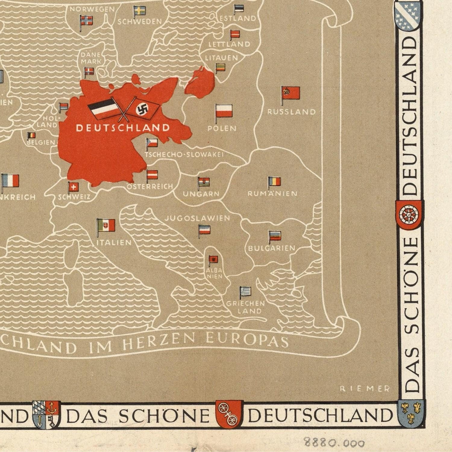 detail of the map from the bottom right corner