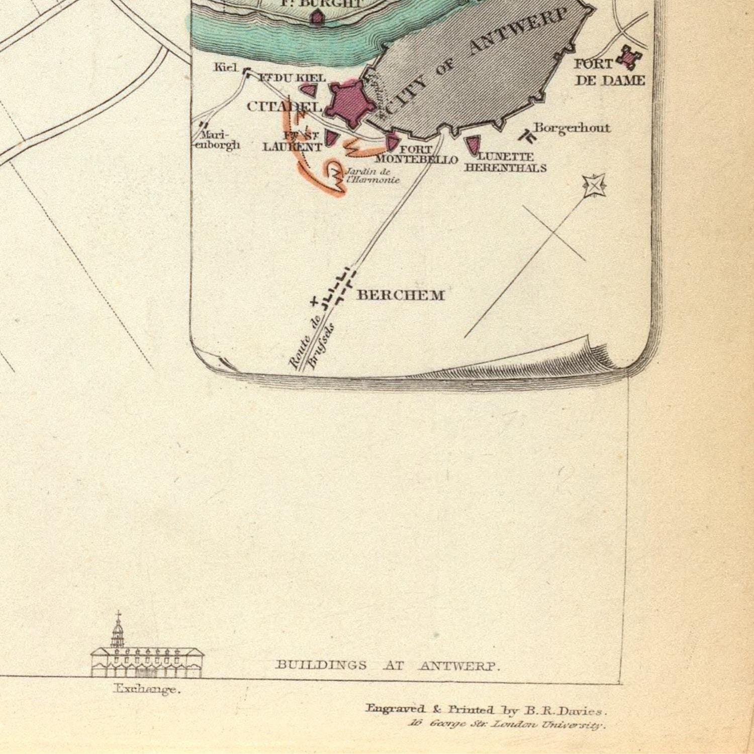 detail of the map from the bottom right corner