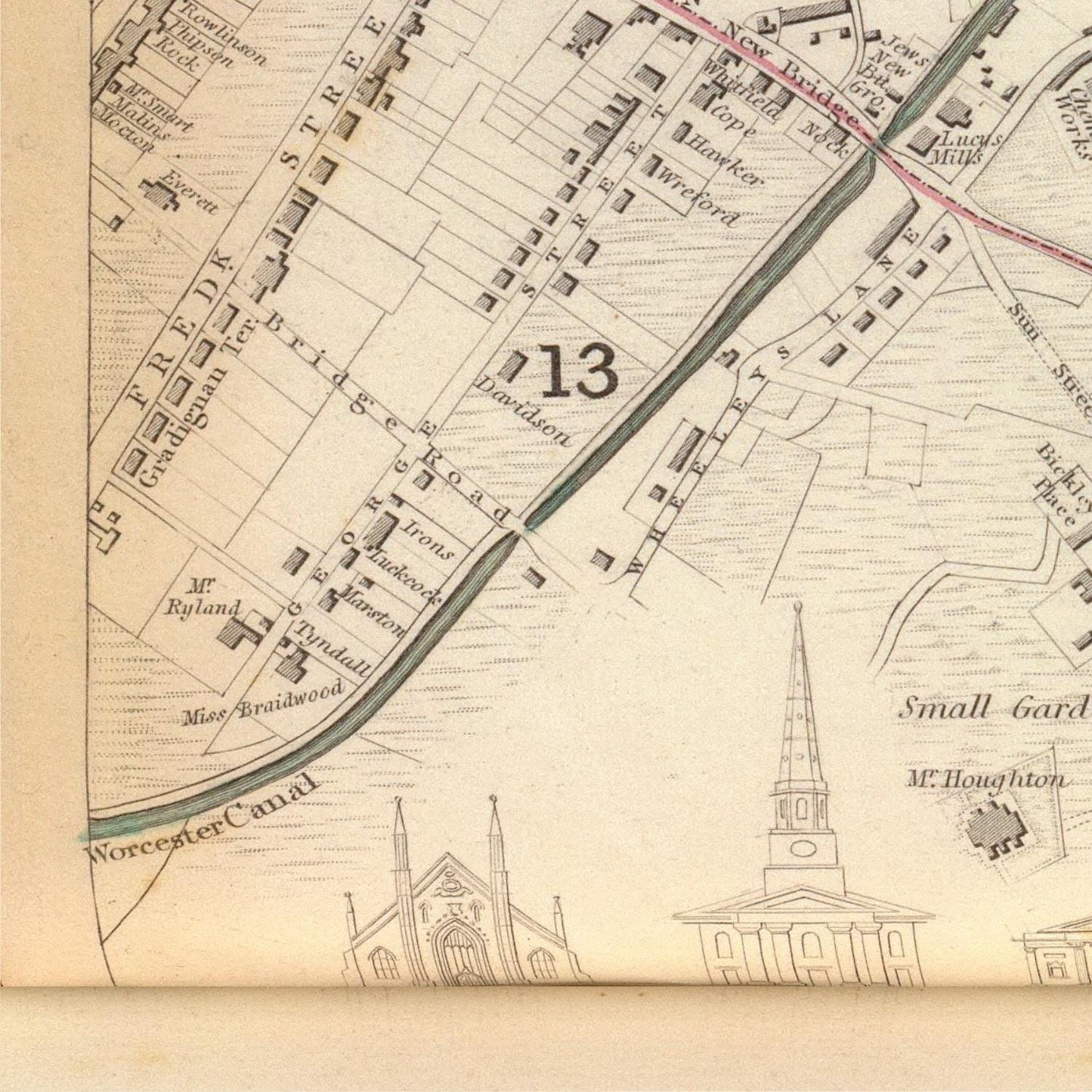 detail of the map from the bottom left corner