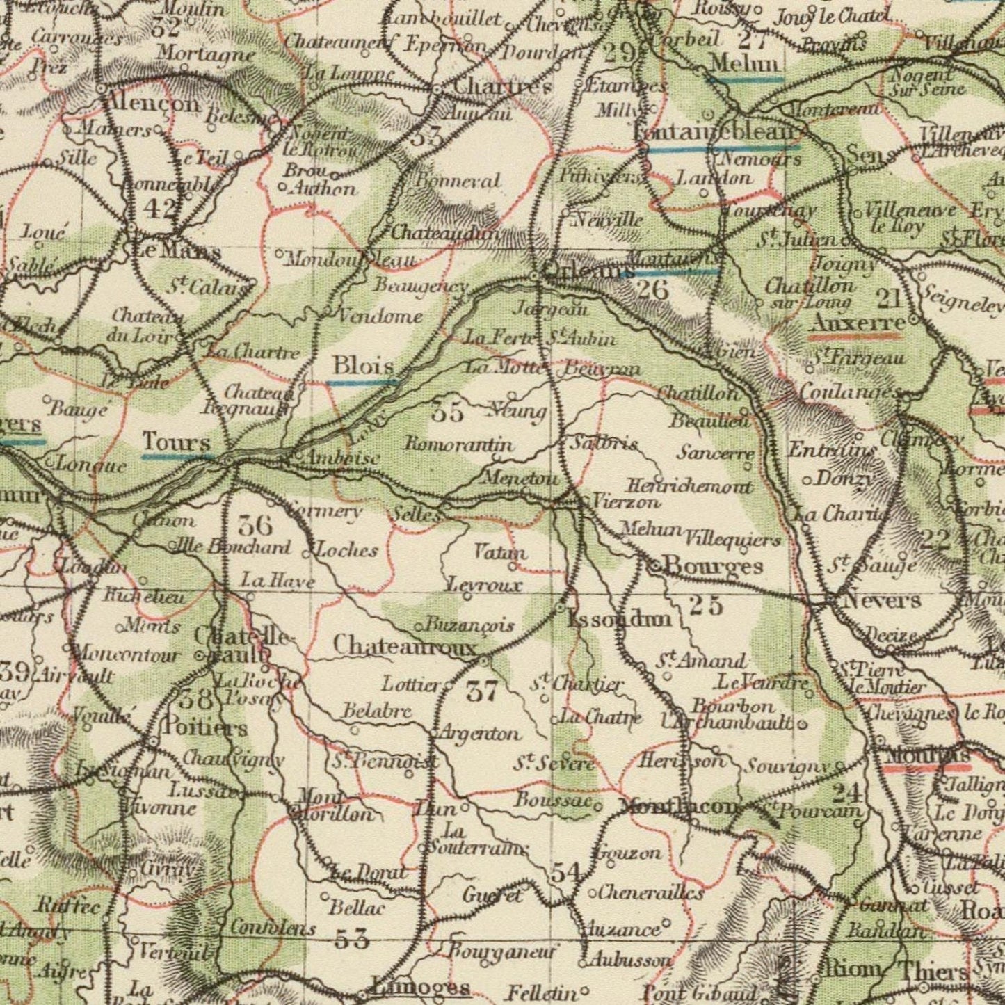 detail of the map from the centre left