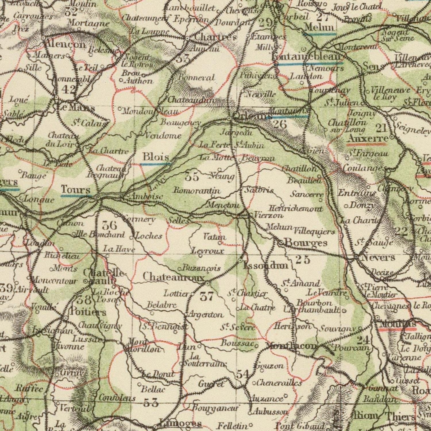 detail of the map from the centre left