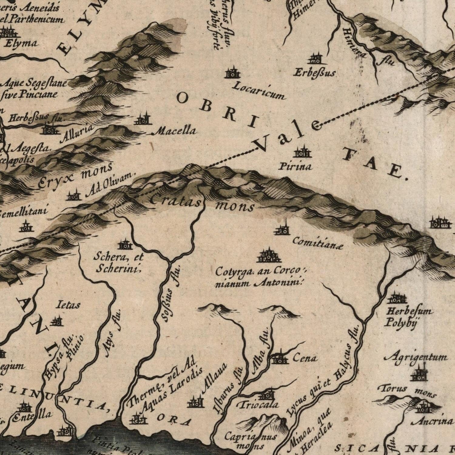 detail of the map from the centre left