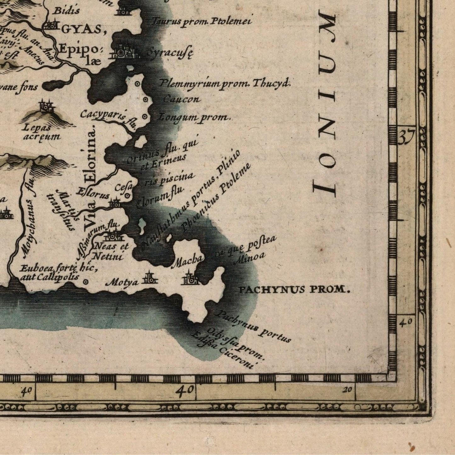 detail of the map from the bottom right corner