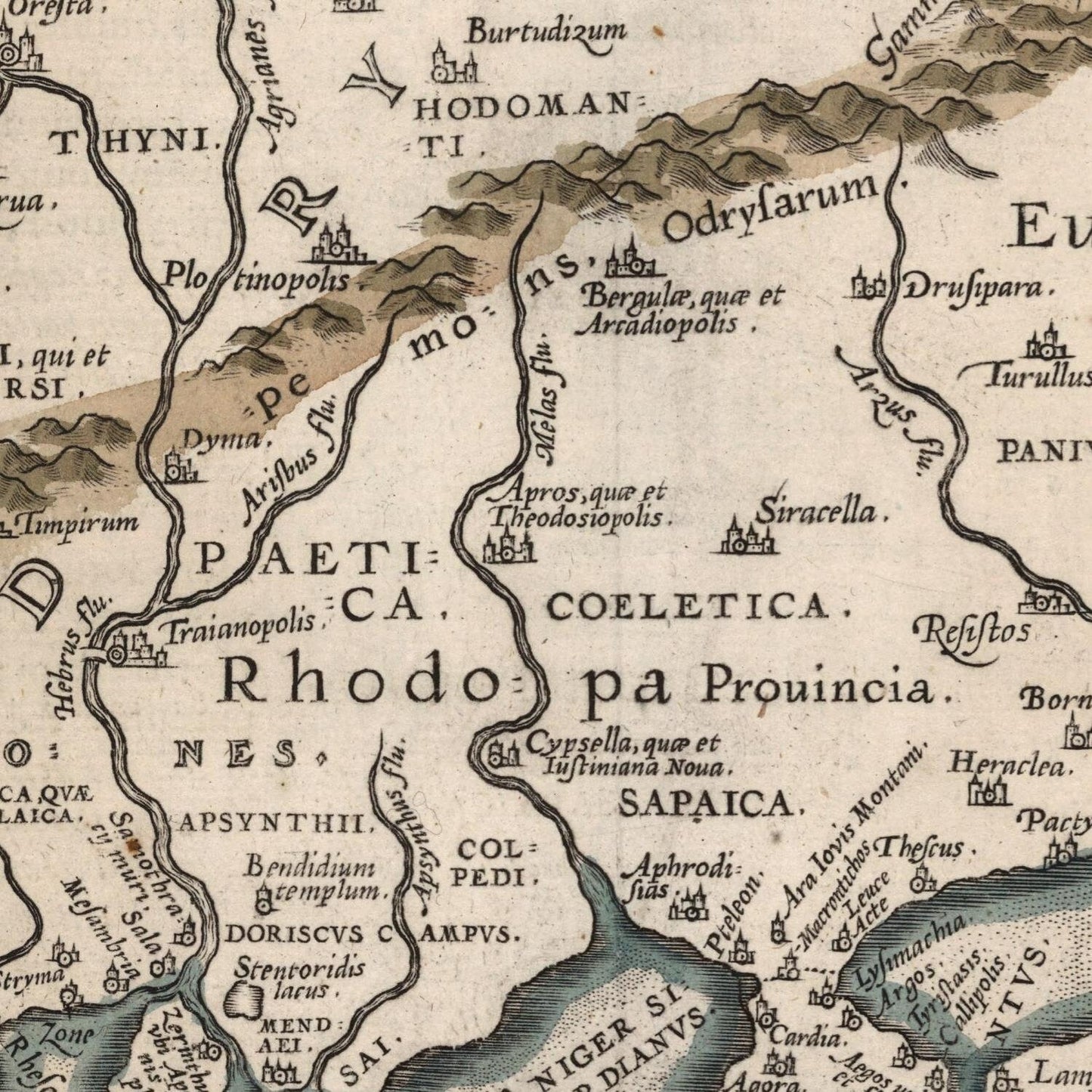 detail of the map from the centre 