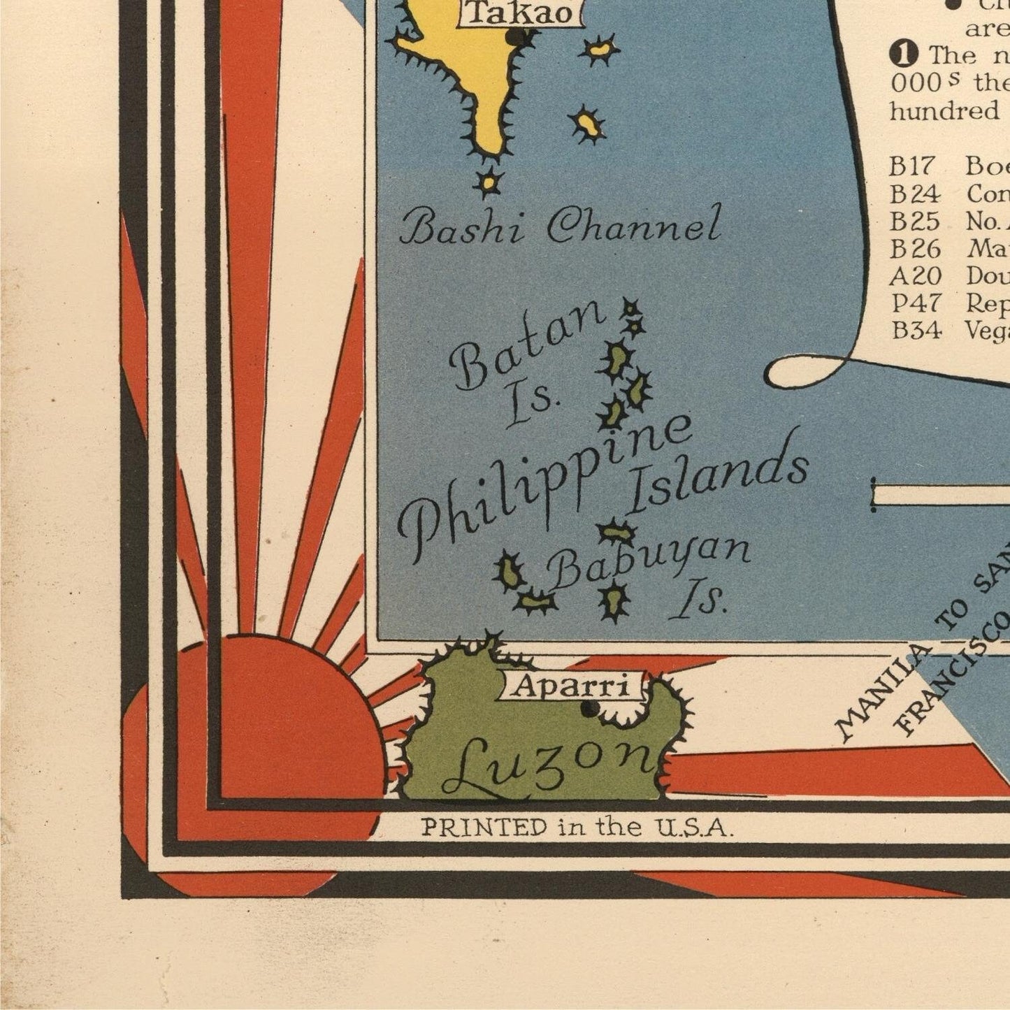 detail of the map from the bottom left corner