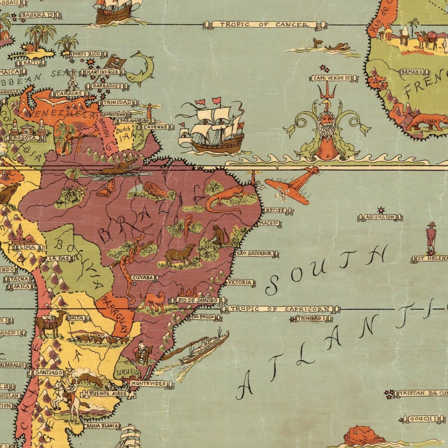 detail of the map from the centre left