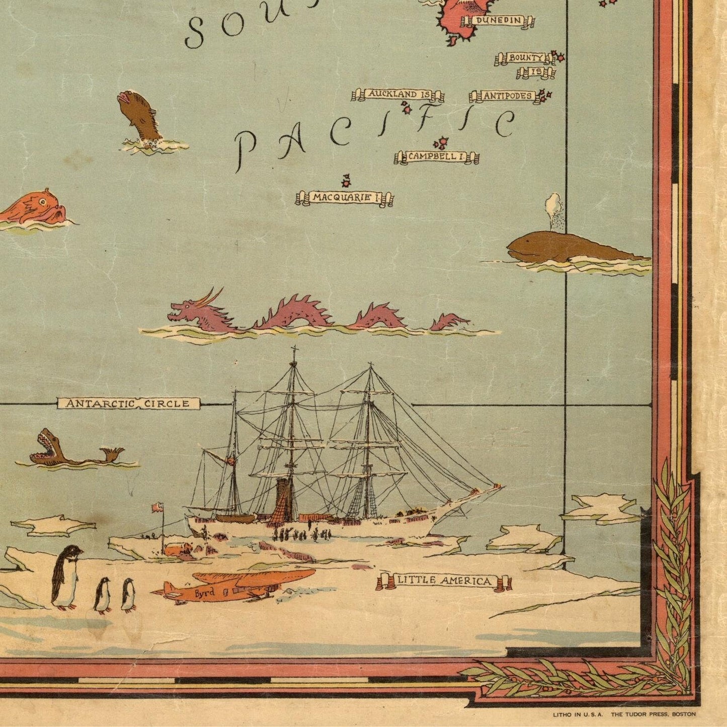 detail of the map from the bottom right corner