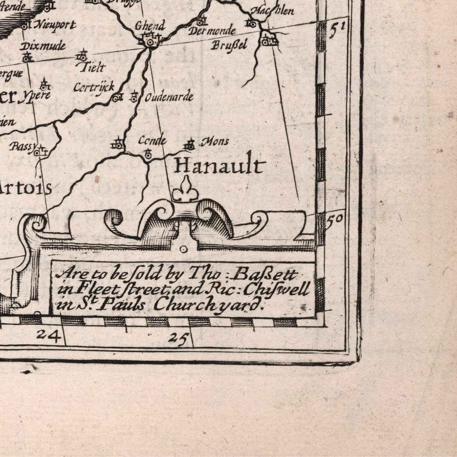 detail of the map from the bottom right corner