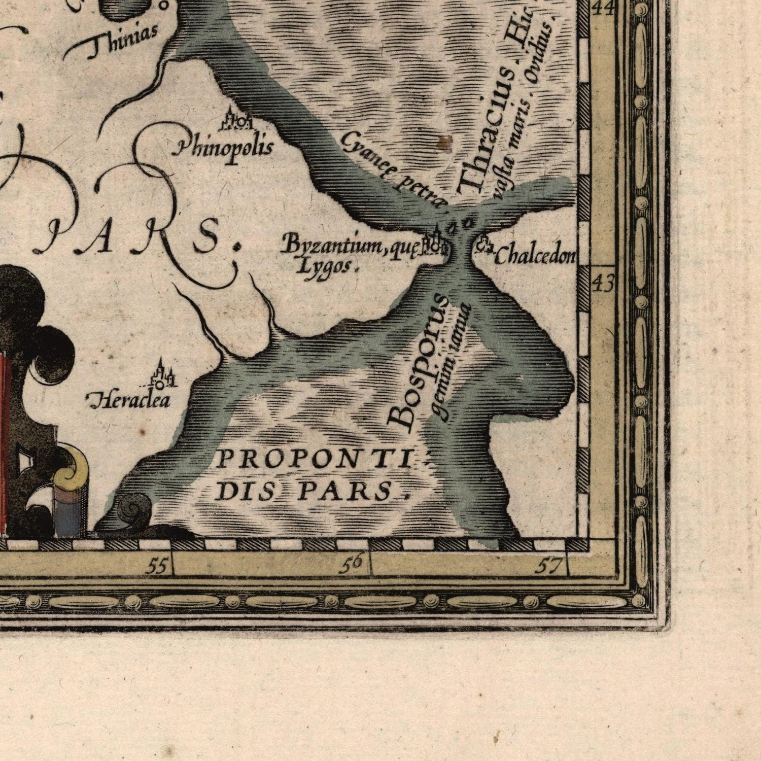 detail of the map from the bottom right corner