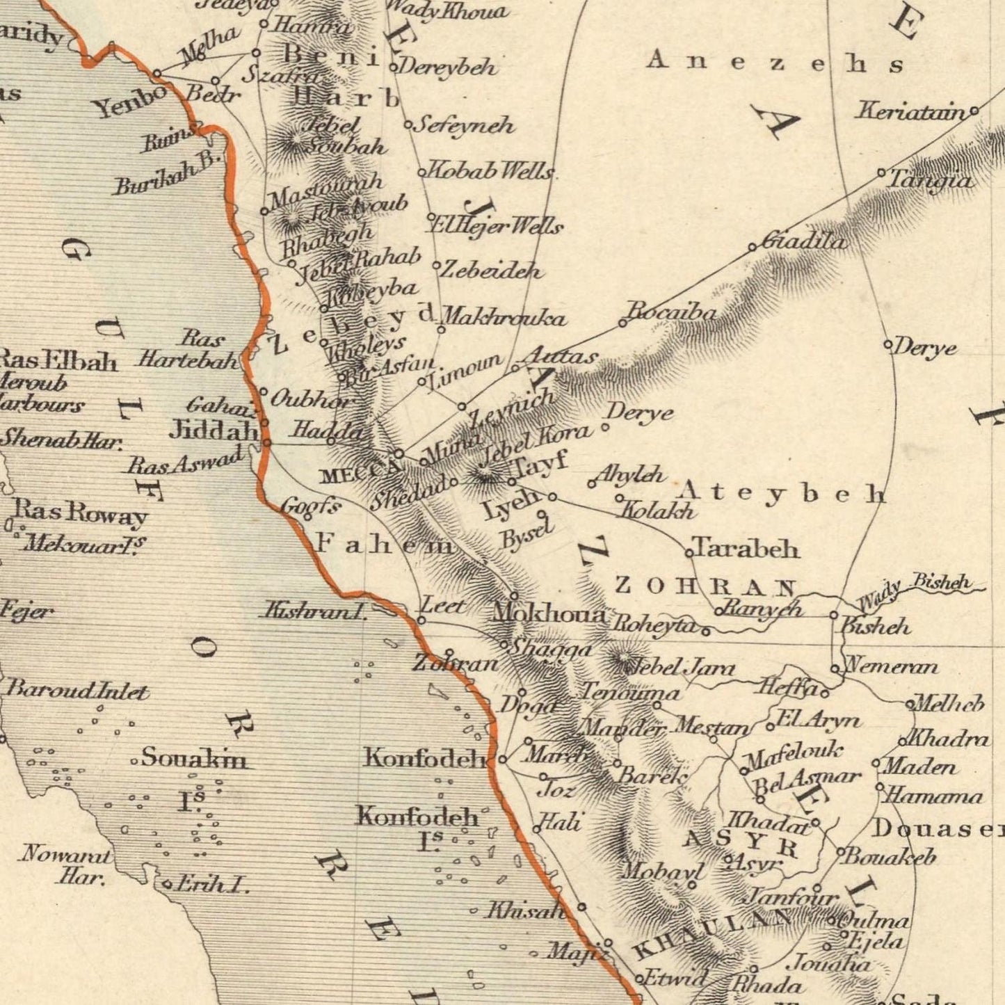 detail of the map from the centre left