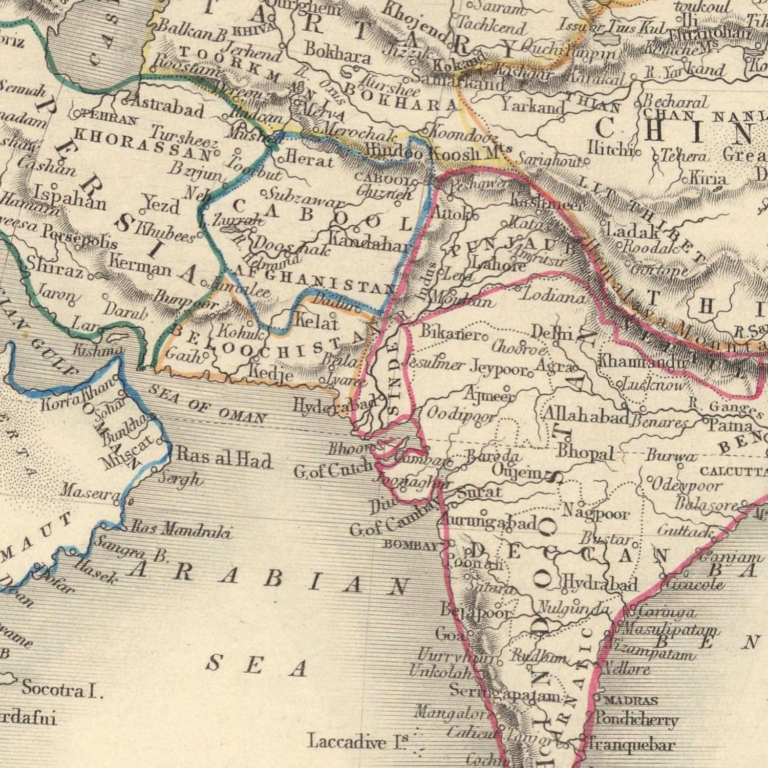 detail of the map from the centre left