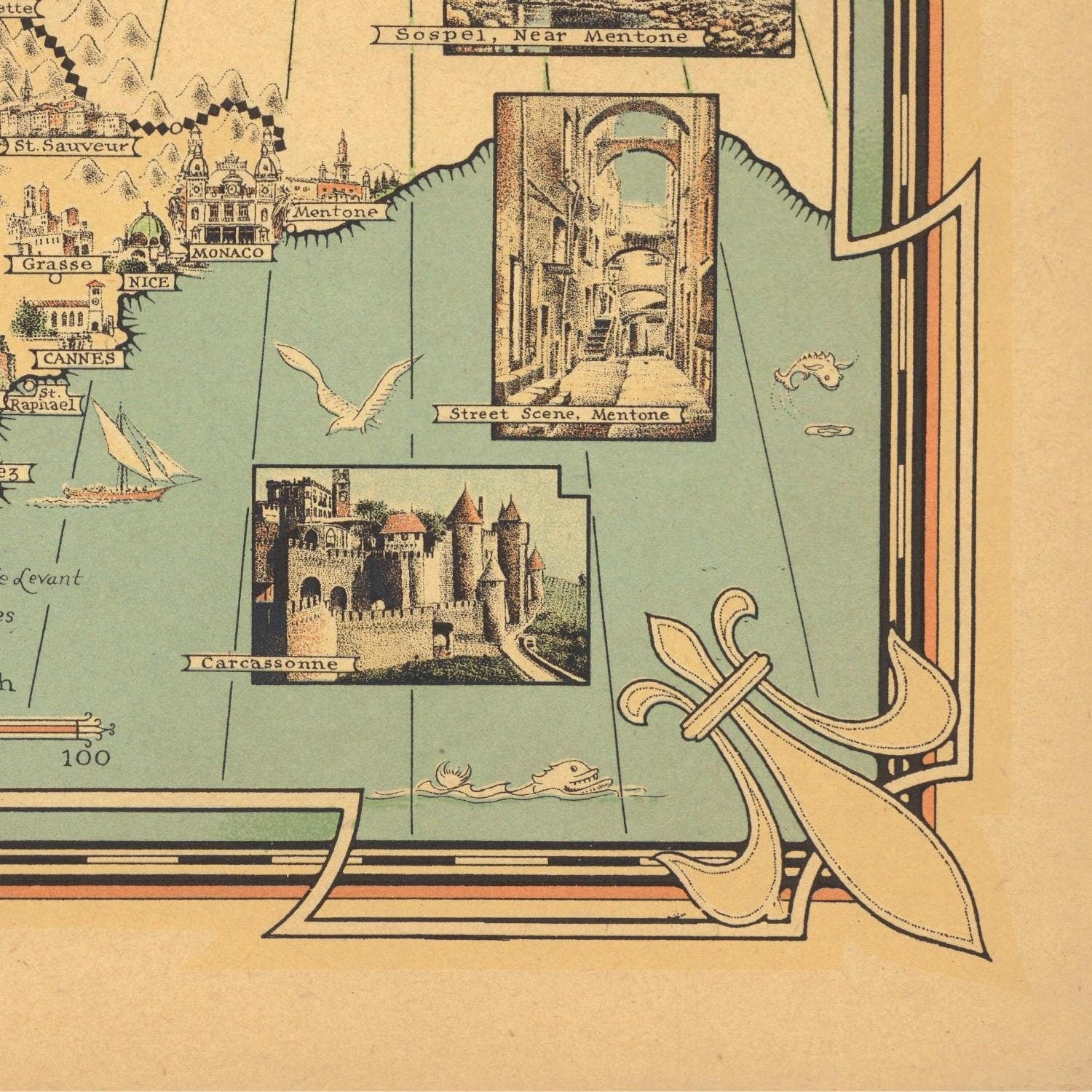 detail of the map from the bottom right corner