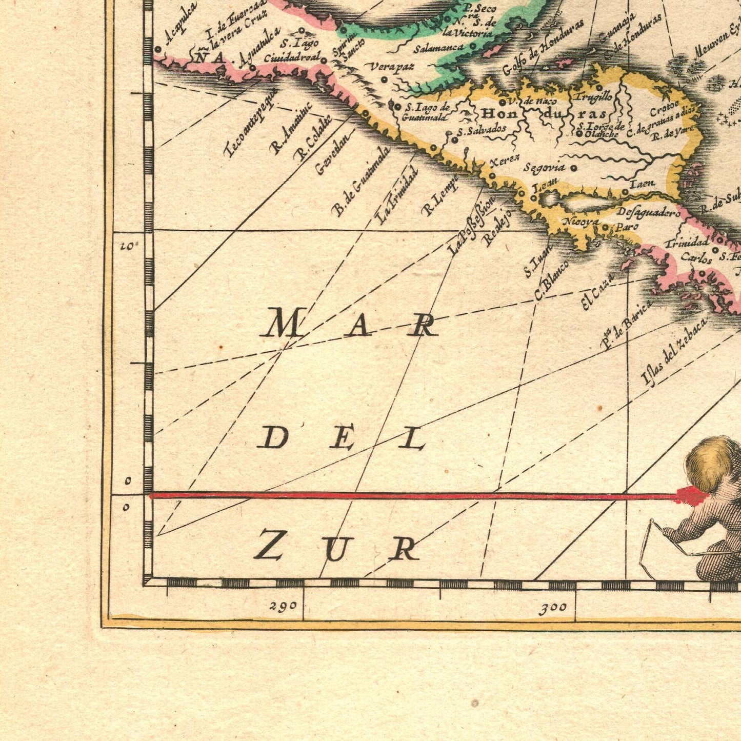 detail of the map from the bottom left corner