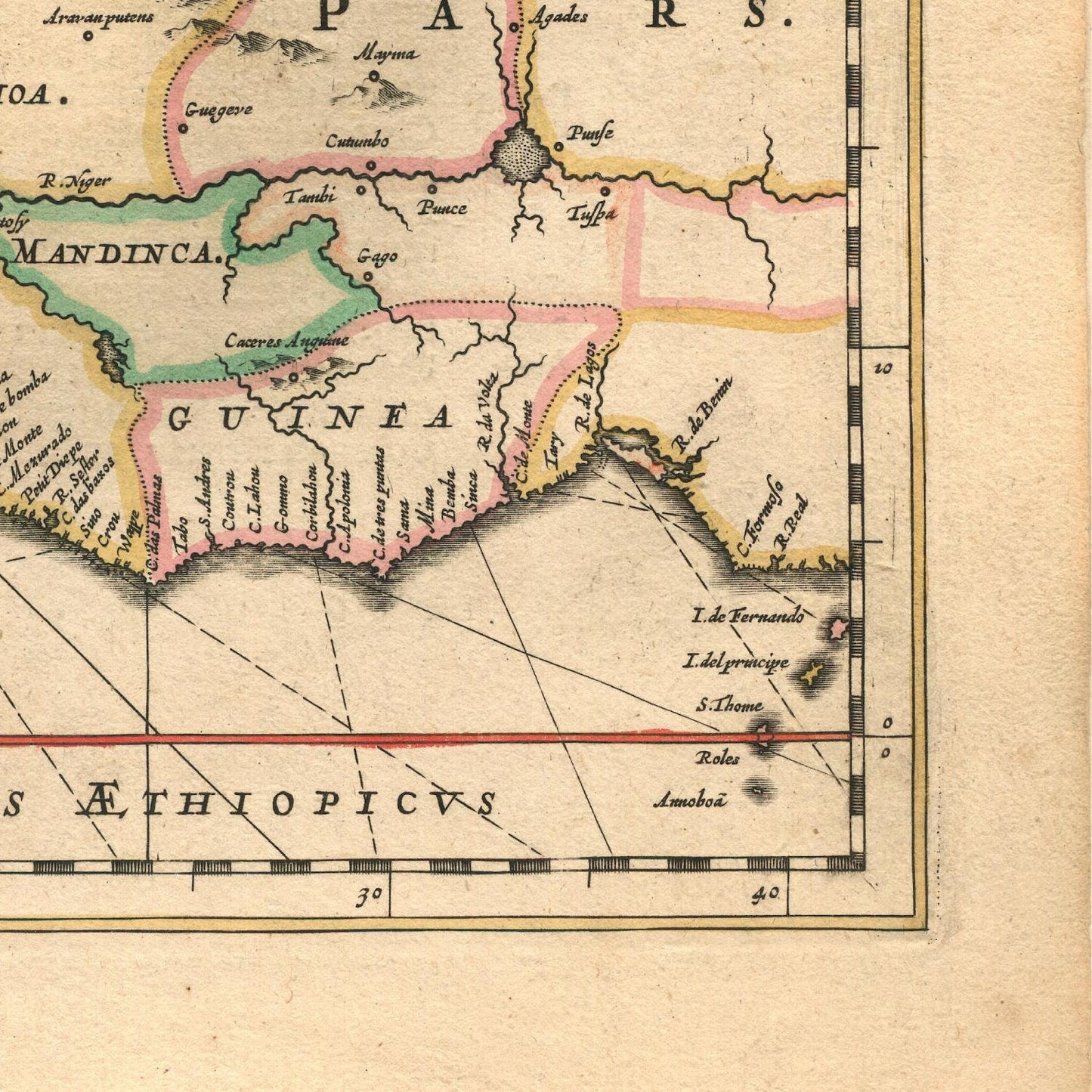 detail of the map from the bottom right corner